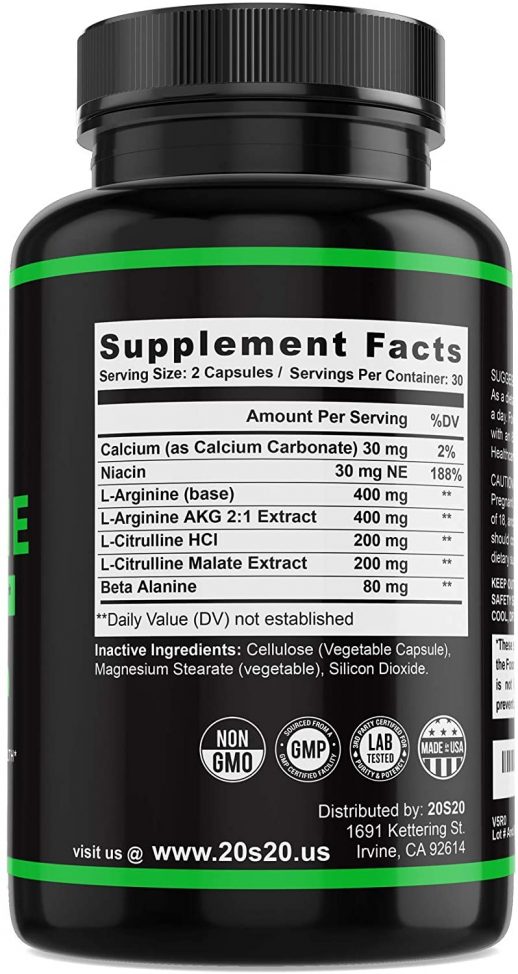 20s20 Nutrition Extra Strength L Arginine
